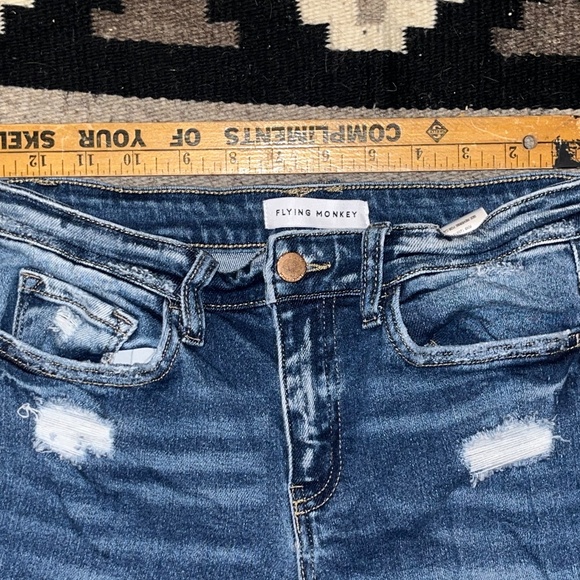 Flying Monkey Distressed Flare Jeans Size 26 Raw Hem - Picture 6 of 10